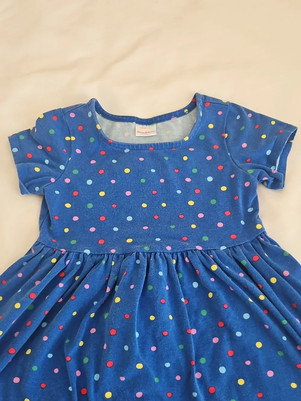 Hanna Andersson Short Sleeve Blue Polka Dot Dress Size 5T